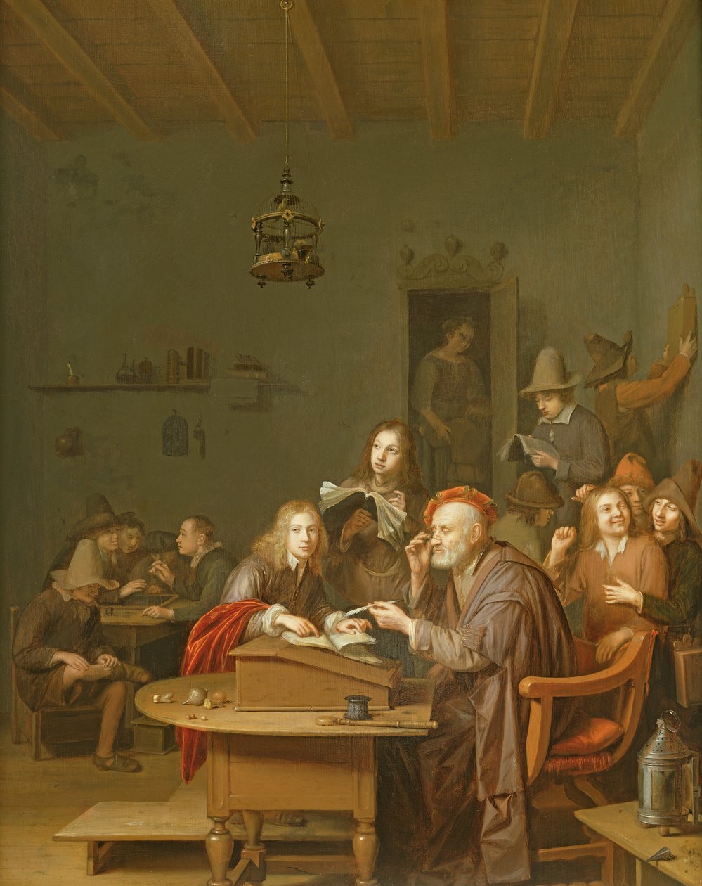 Interieur van een klaslokaal door Pieter Harmansz Verelst