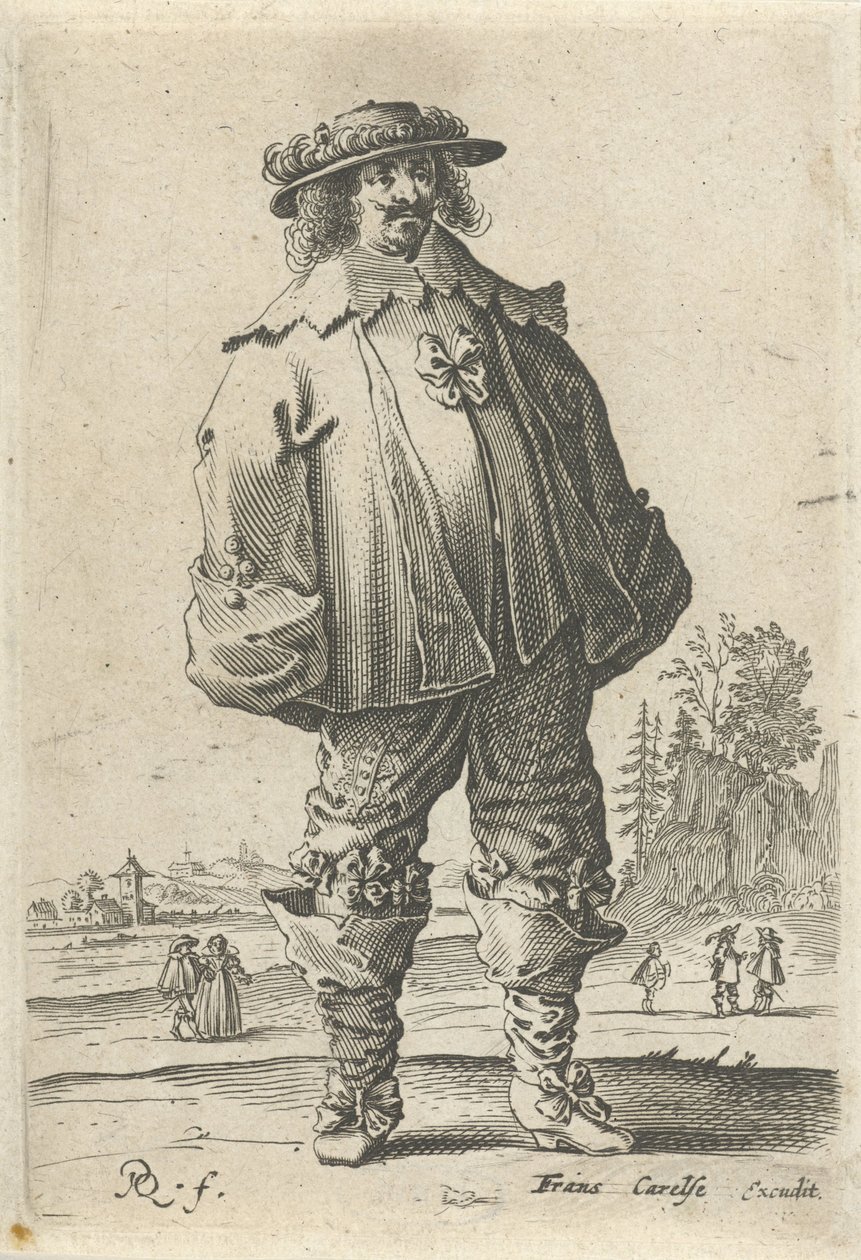 Man in modieuze kleding door Pieter Jansz Quast