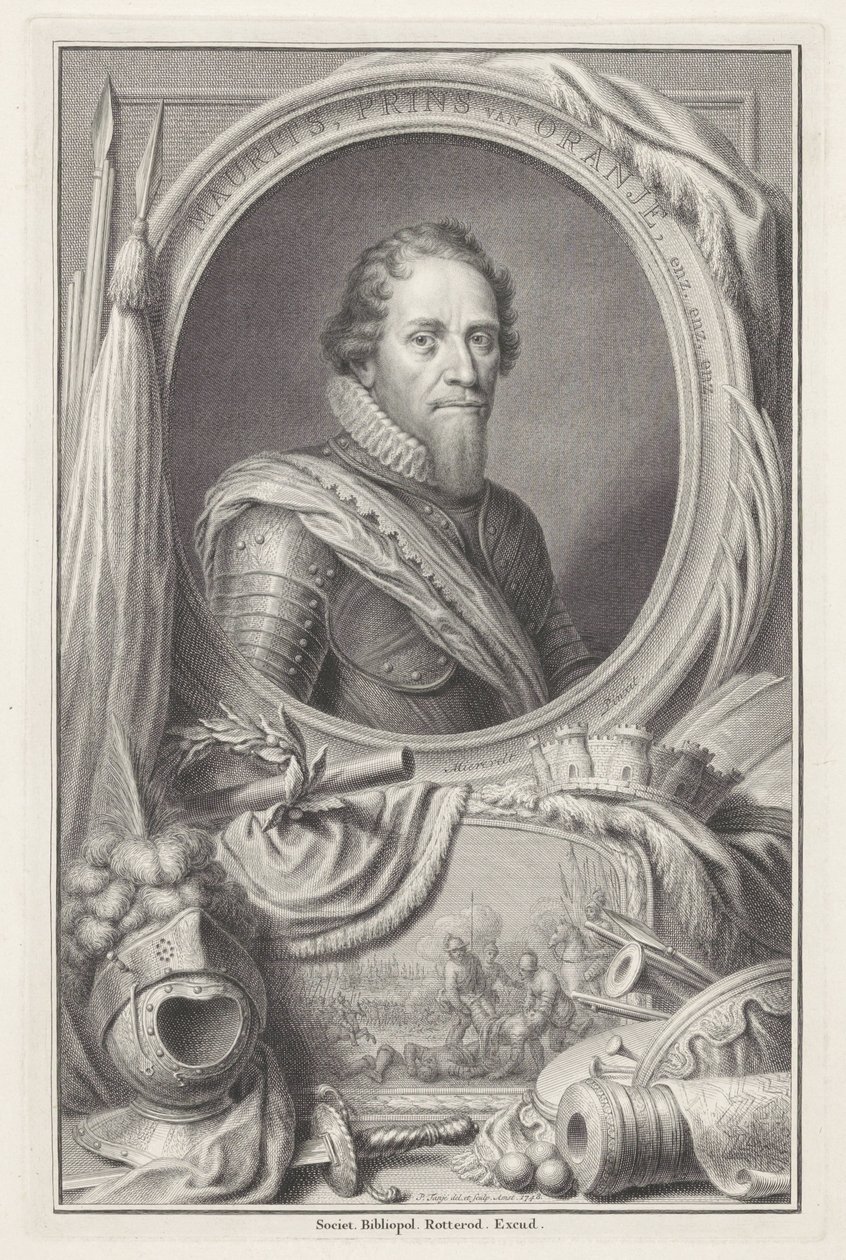 Portret van Maurits, prins van Oranje door Pieter Tanjé