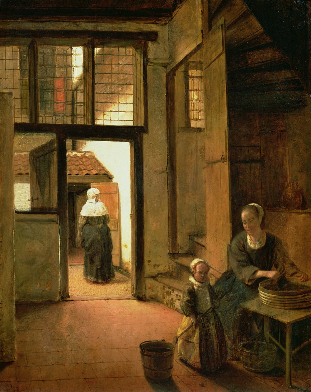 Interieur van een Nederlands huis door Pieter de Hooch
