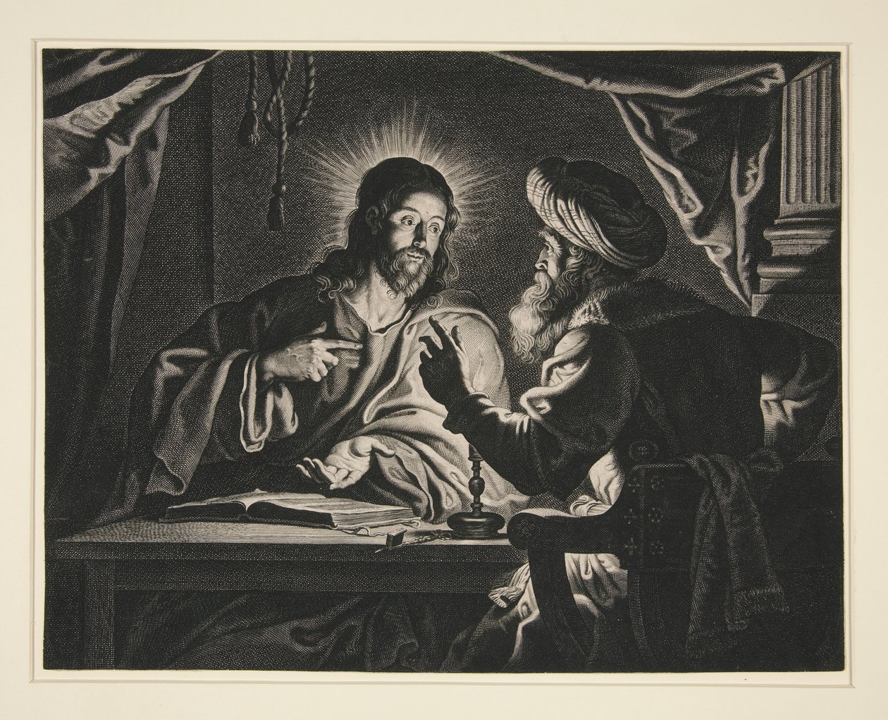 Christus en Nicodemus door Pieter de Jode II