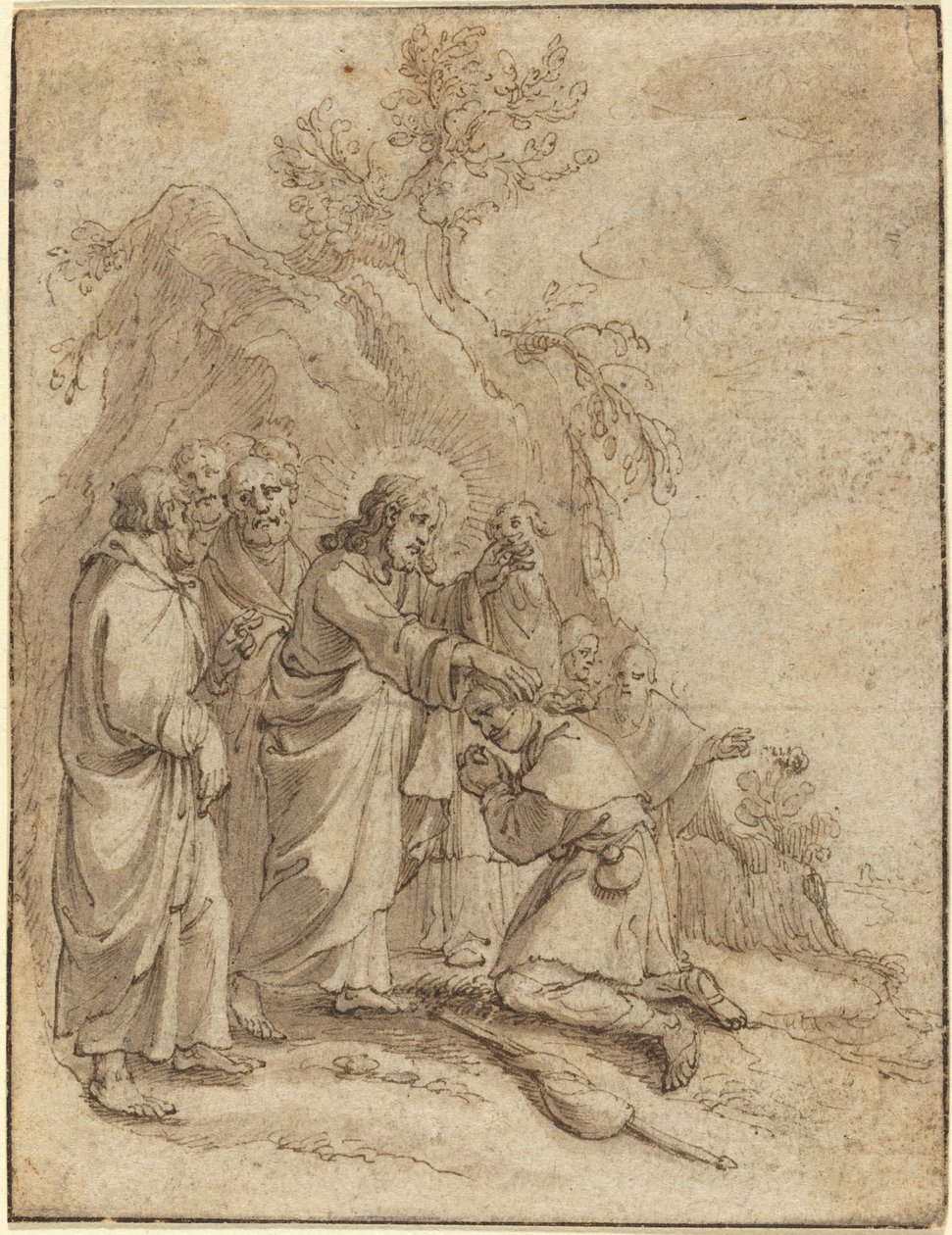Christus Geneest de Melaatse door Pieter de Jode I