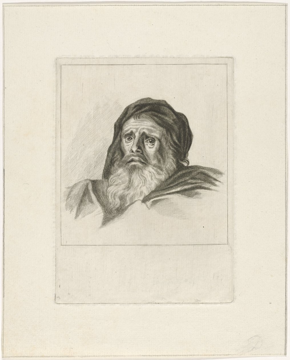 Kop van een man met baard door Pieter de Mare