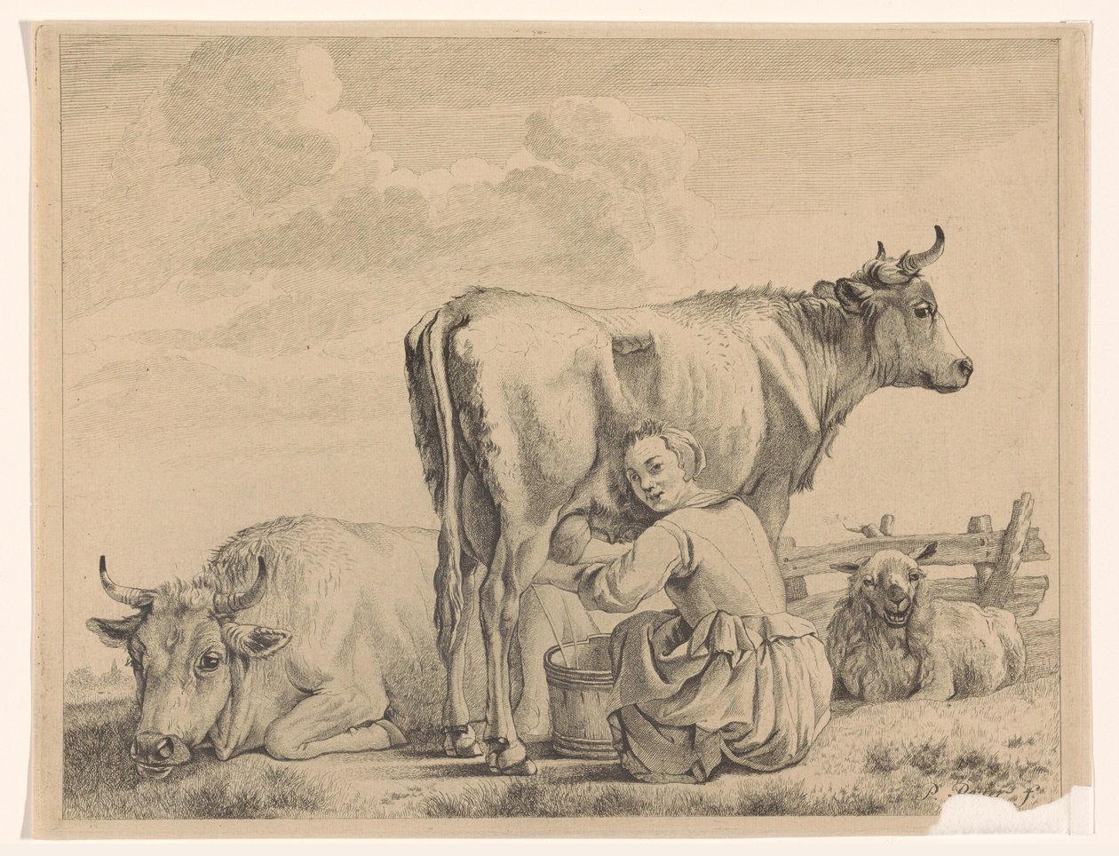 Melkmeid door Pieter de Mare