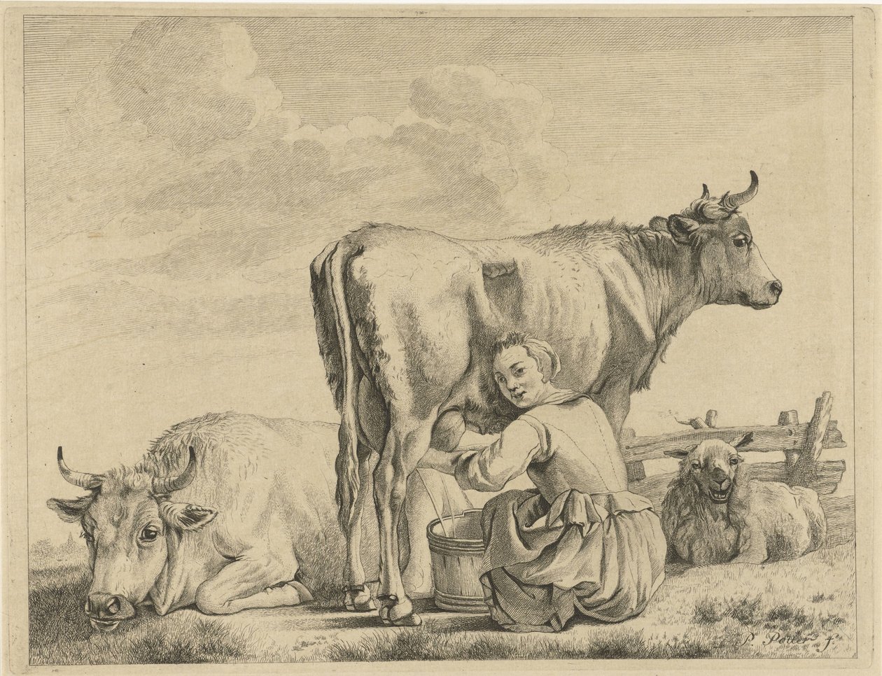Melkmeid door Pieter de Mare