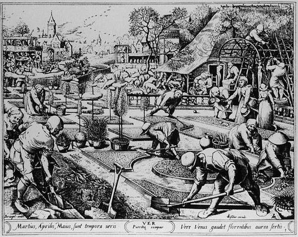 Lente, gegraveerd door Visscher door Pieter the Elder (after) Bruegel