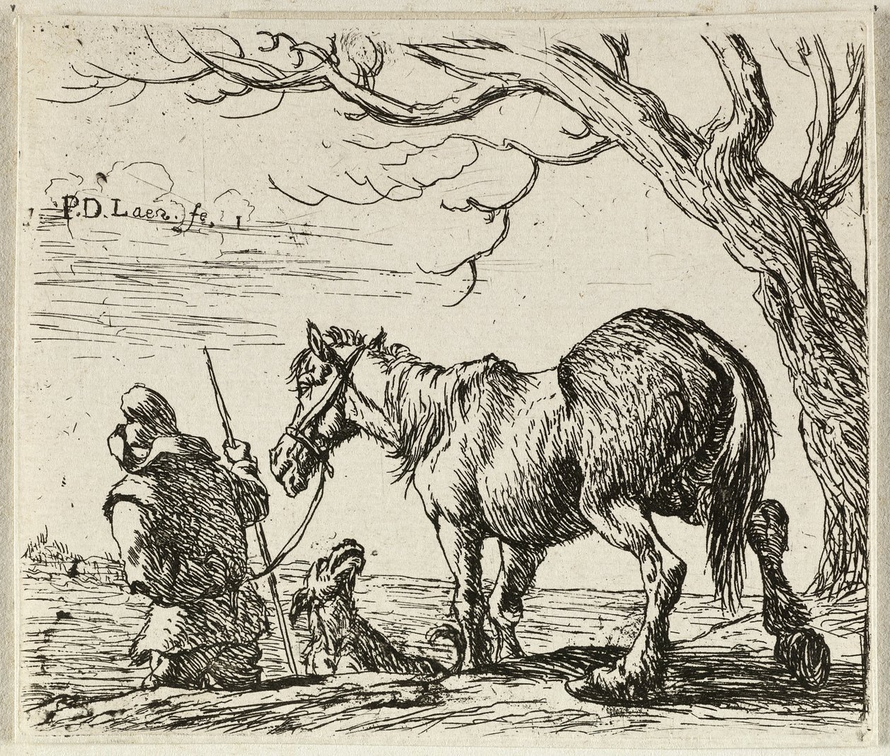 Boer met paard door Pieter van Laer