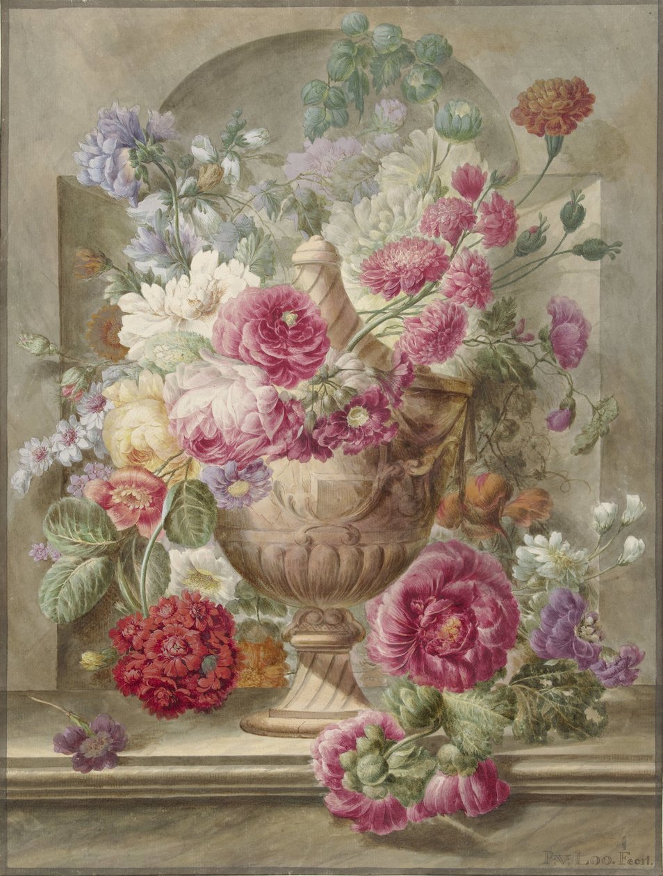 Vaas met bloemen door Pieter van Loo