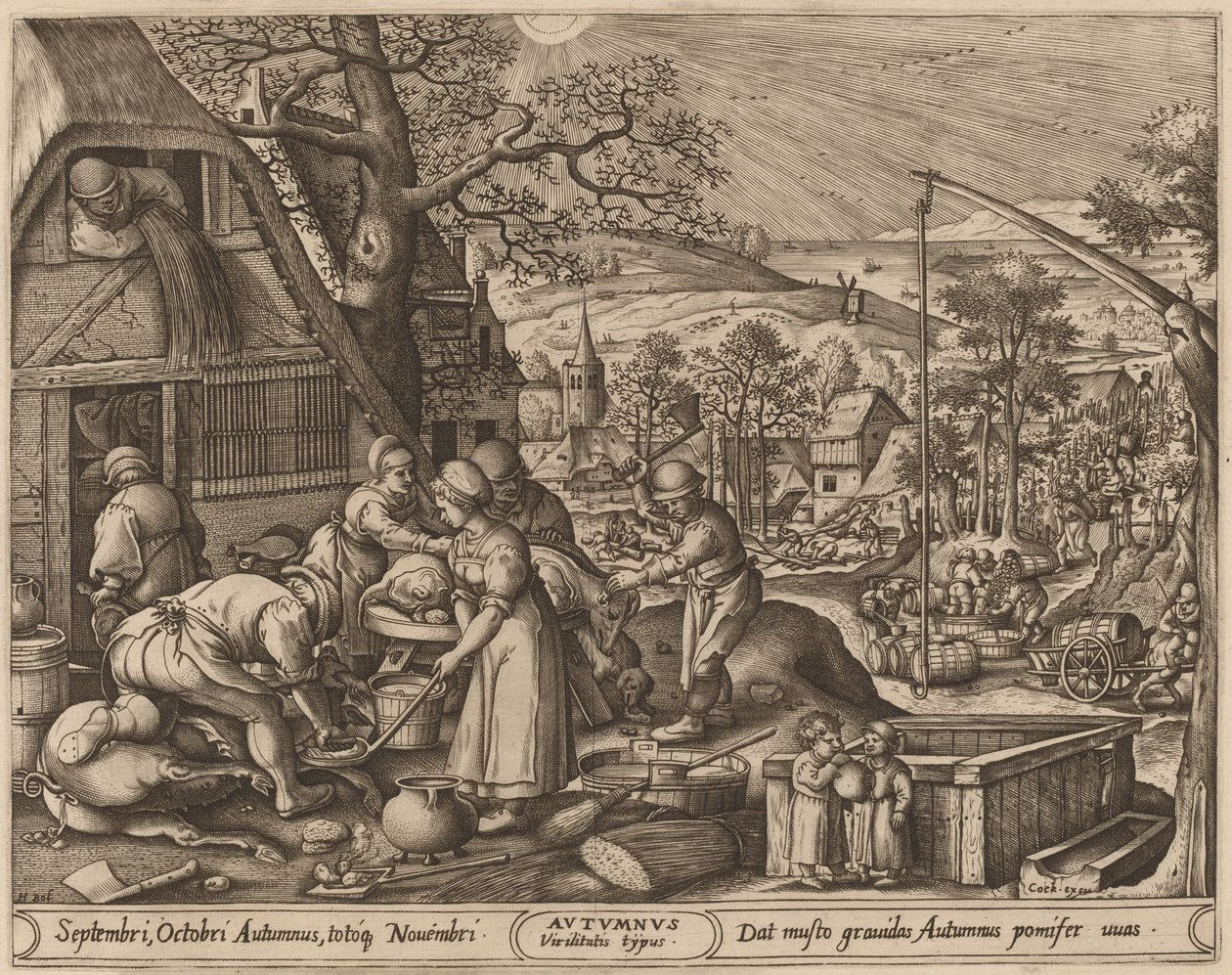 Herfst door Pieter van der Heyden after Hans Bol