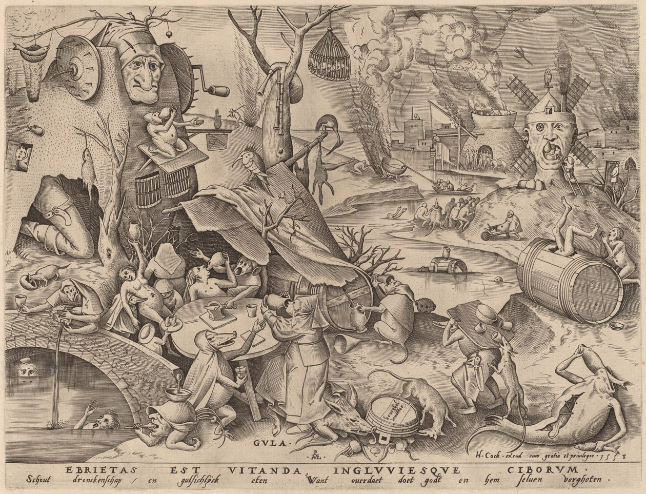 Gulzigheid door Pieter van der Heyden after Pieter Bruegel the Elder
