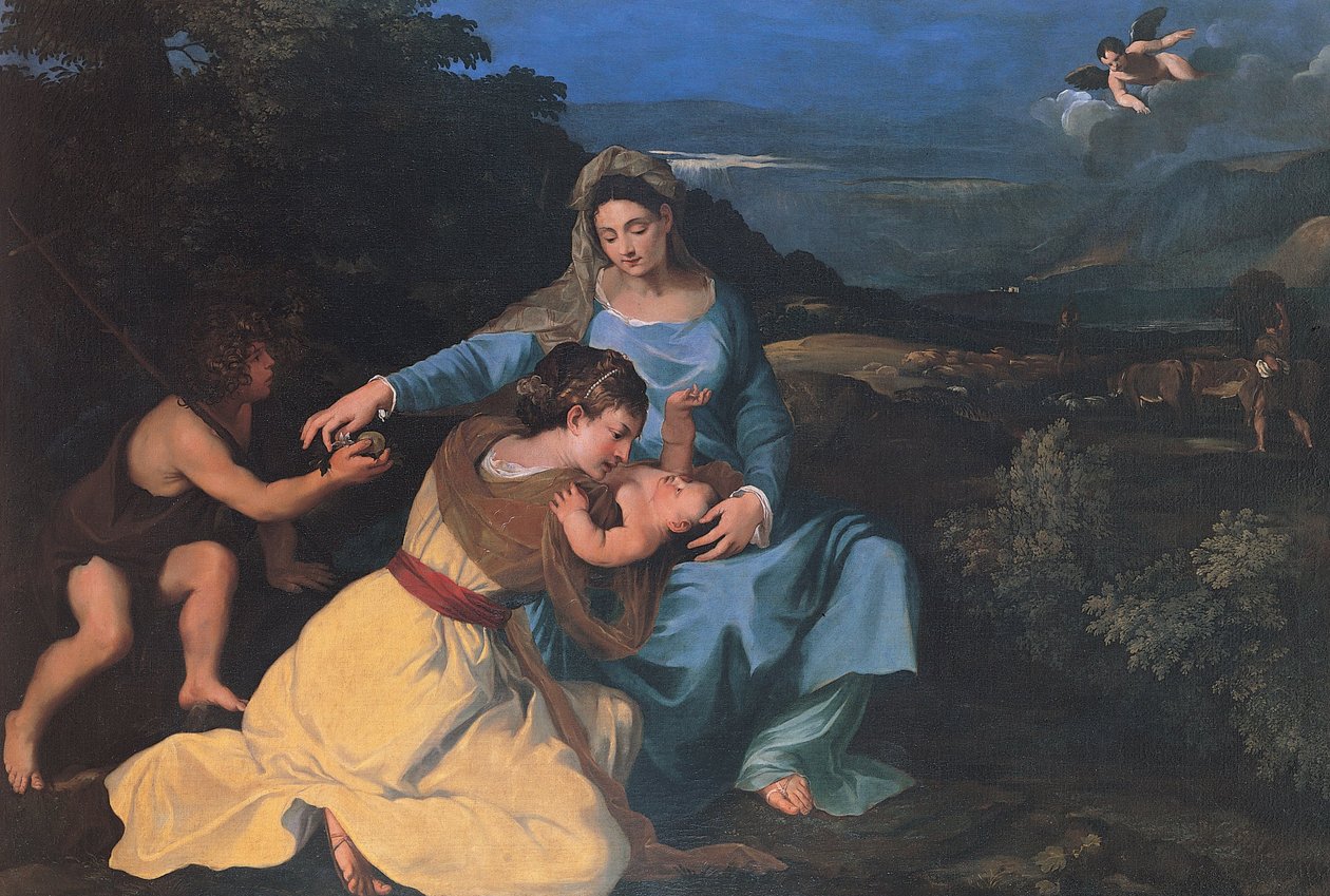 Madonna met het Kind, Sint Catharina en Sint Johannes door Pietro da Cortona