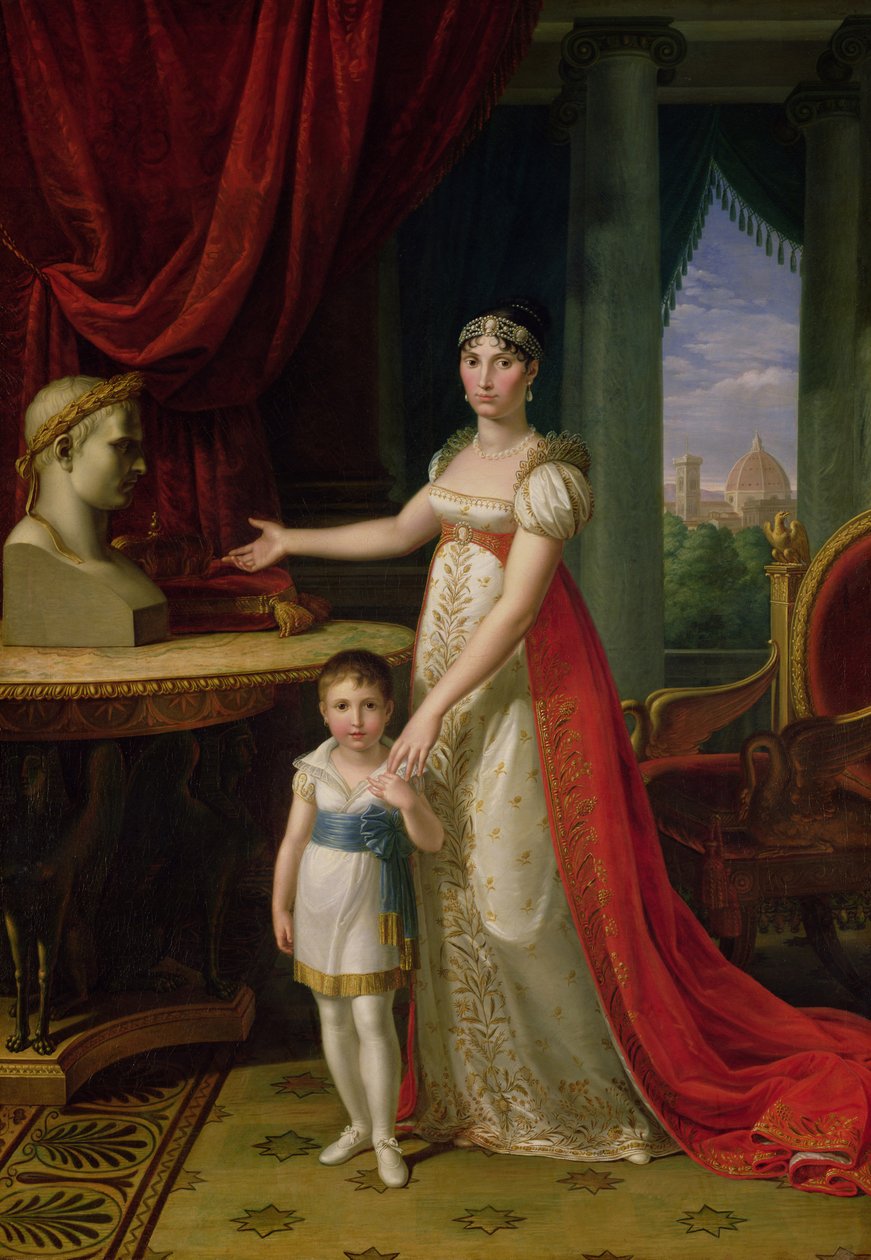 Elisa Bonaparte, Groothertogin van Toscane en haar Dochter Napoleone-Elisa door Pietro Benvenuti