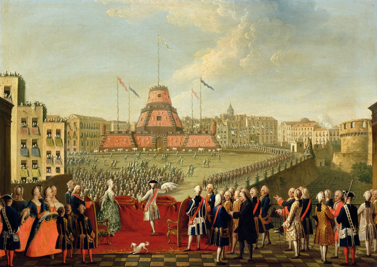 Feest in Napels ter gelegenheid van het huwelijk van koning Ferdinand I (1751-1825) met aartshertogin Maria Carolina van Oostenrijk (1752-1814) 1768 door Pietro Fabris