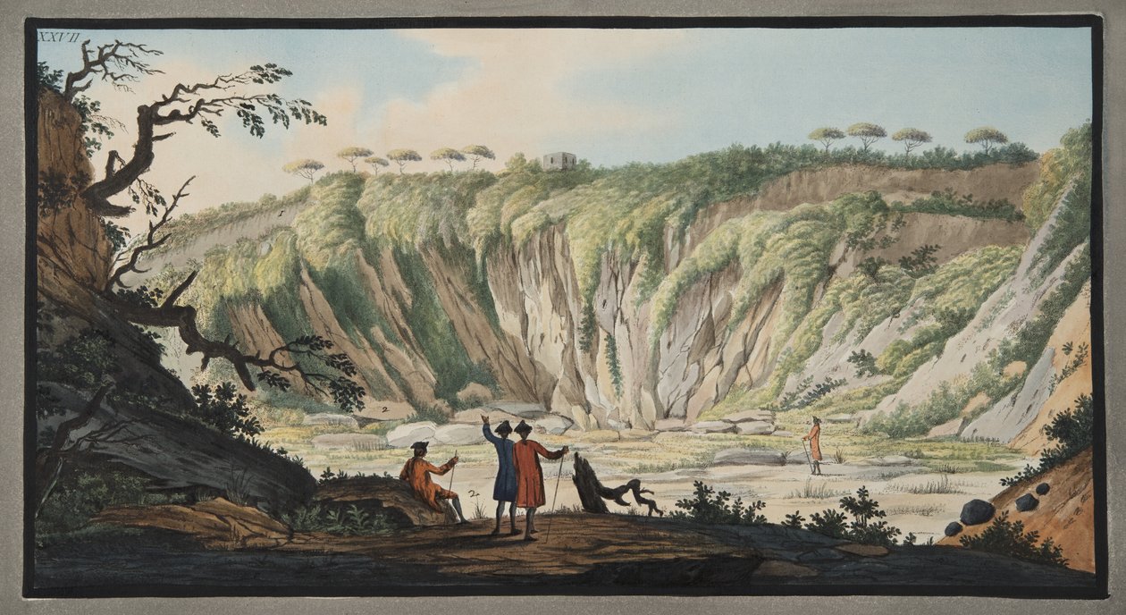 Uitzicht vanaf de bodem van de Krater van Monte Nuovo, Plaat XXVII, uit 