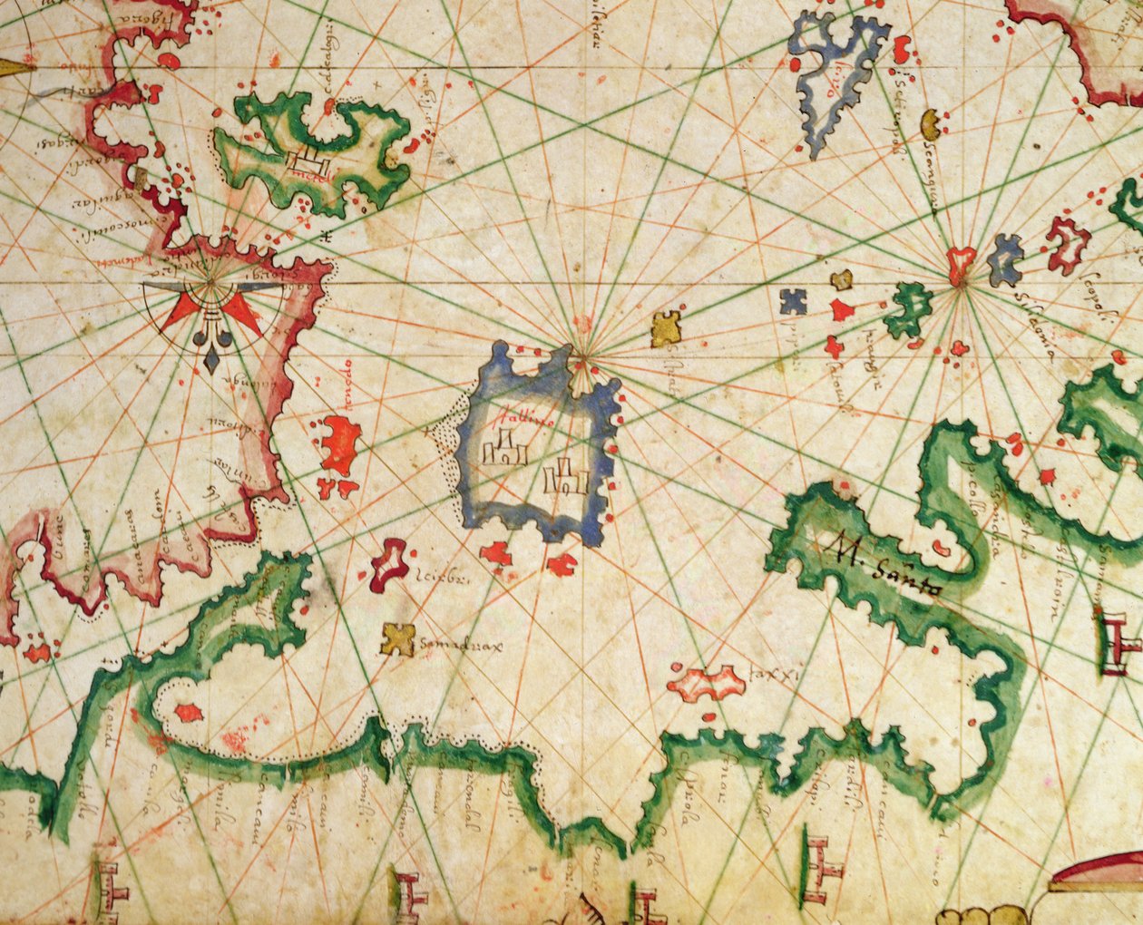 Het Eiland Lemnos, uit een nautische atlas, 1651 (detail) door Pietro Giovanni Prunes