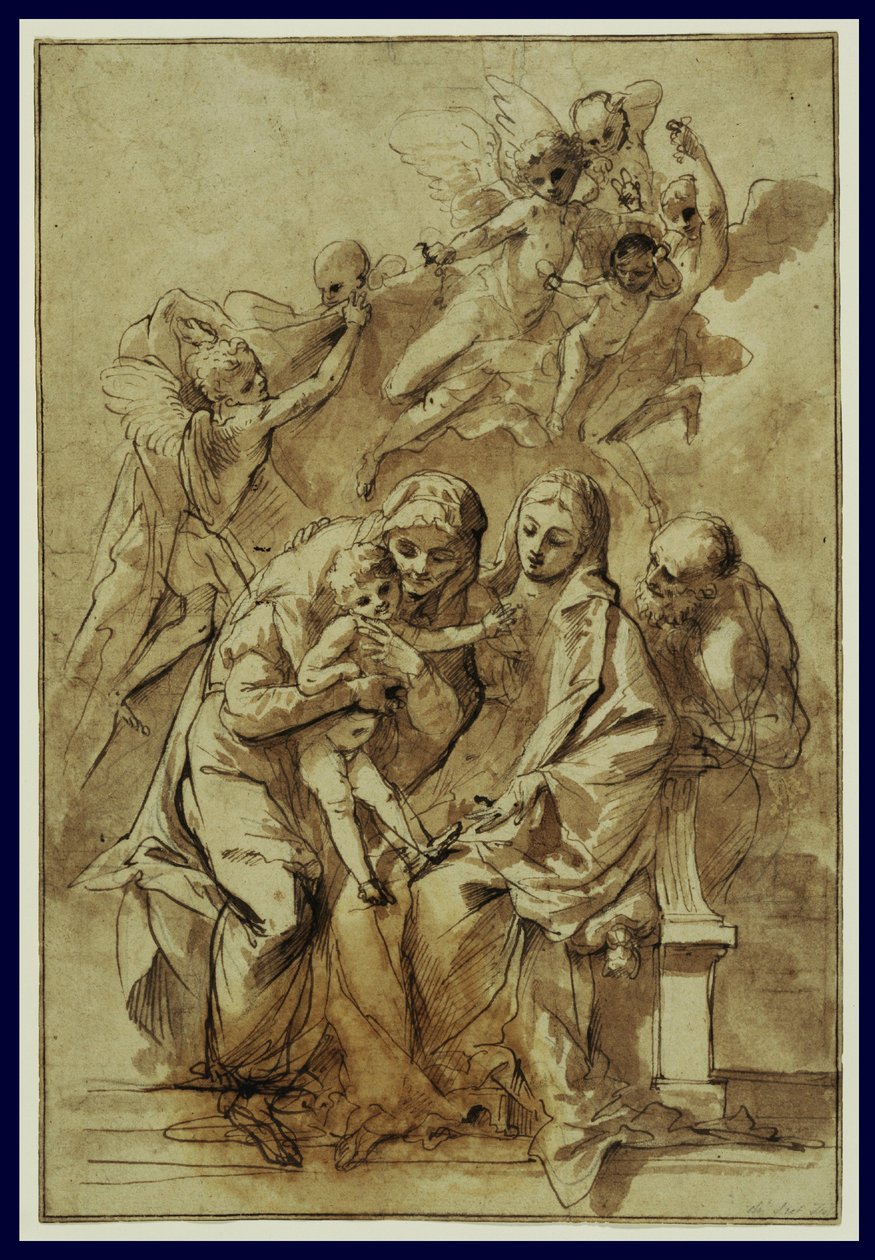 De Heilige Familie met Sint-Anna door Pietro Testa