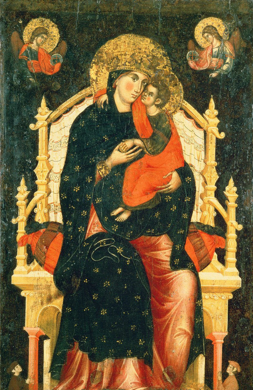 Madonna en Kind op de Troon met Schenkers door Pietro di Giovanni Lianori