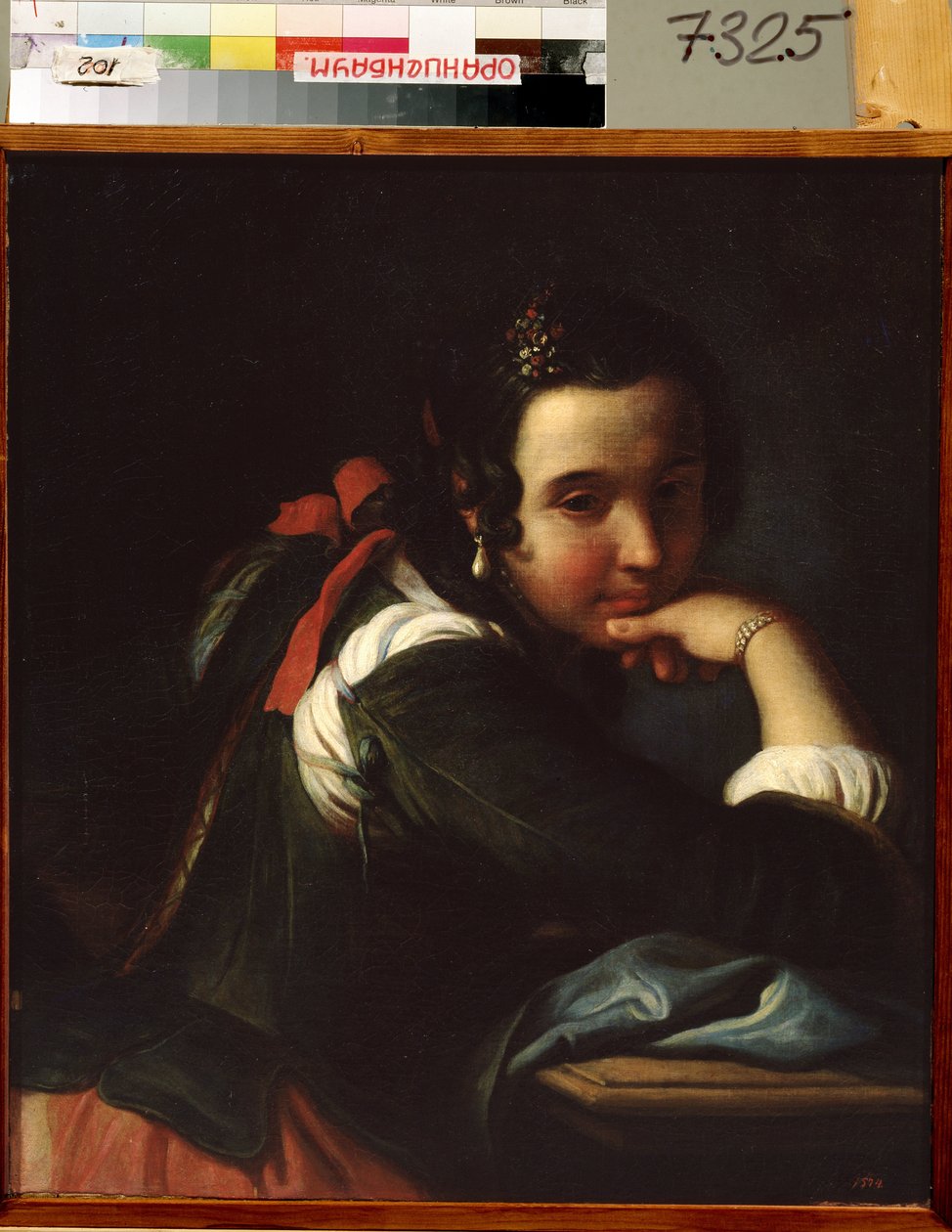 Portret van een Italiaanse actrice door Pietro Antonio Rotari