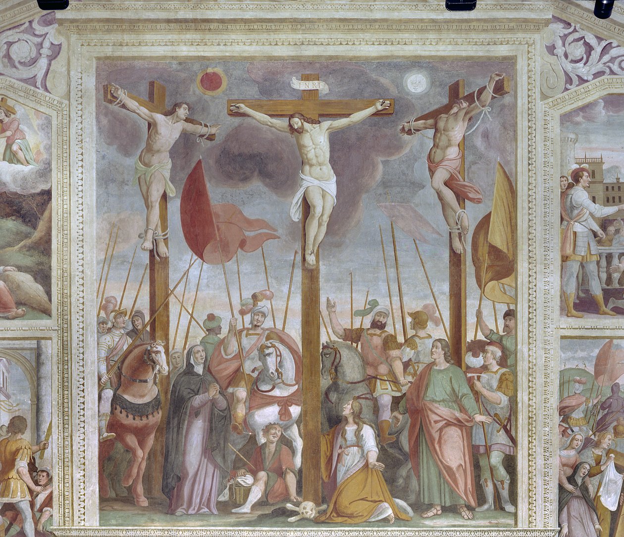 Kruisiging (fresco) door Pietro Baschenis
