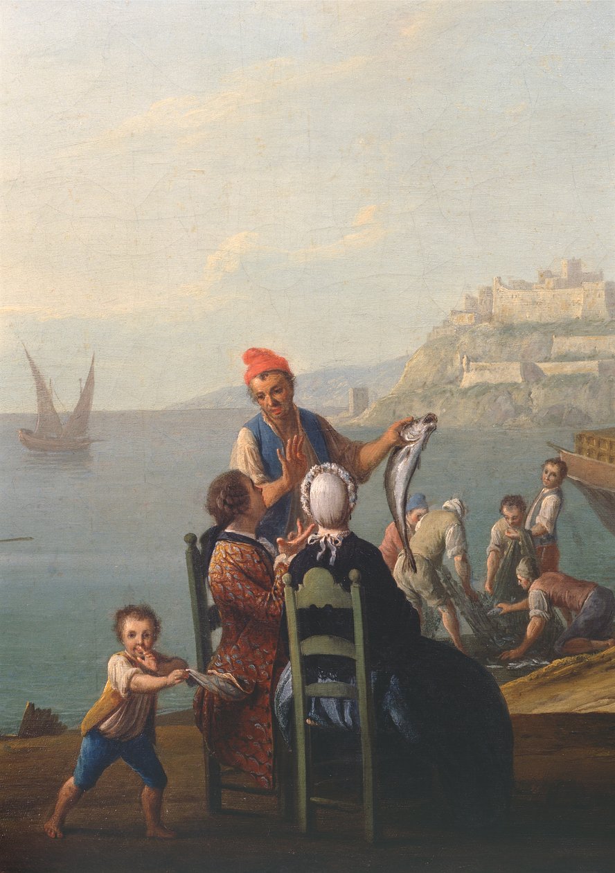 Visverkoper (detail) door Pietro Fabris