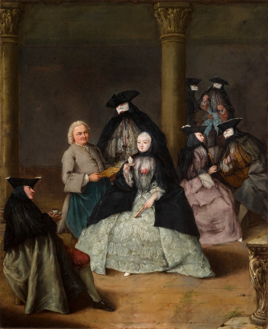 Gemaskerd Feest in een Binnenplaats door Pietro Longhi