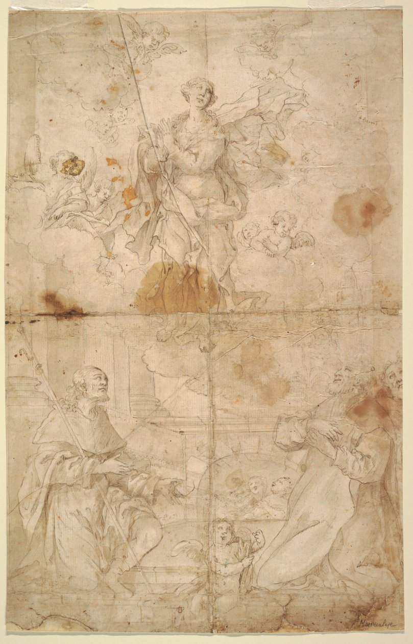 Tekening, Hemelvaart van de Maagd, ca. 1630-40 door Pietro Novelli