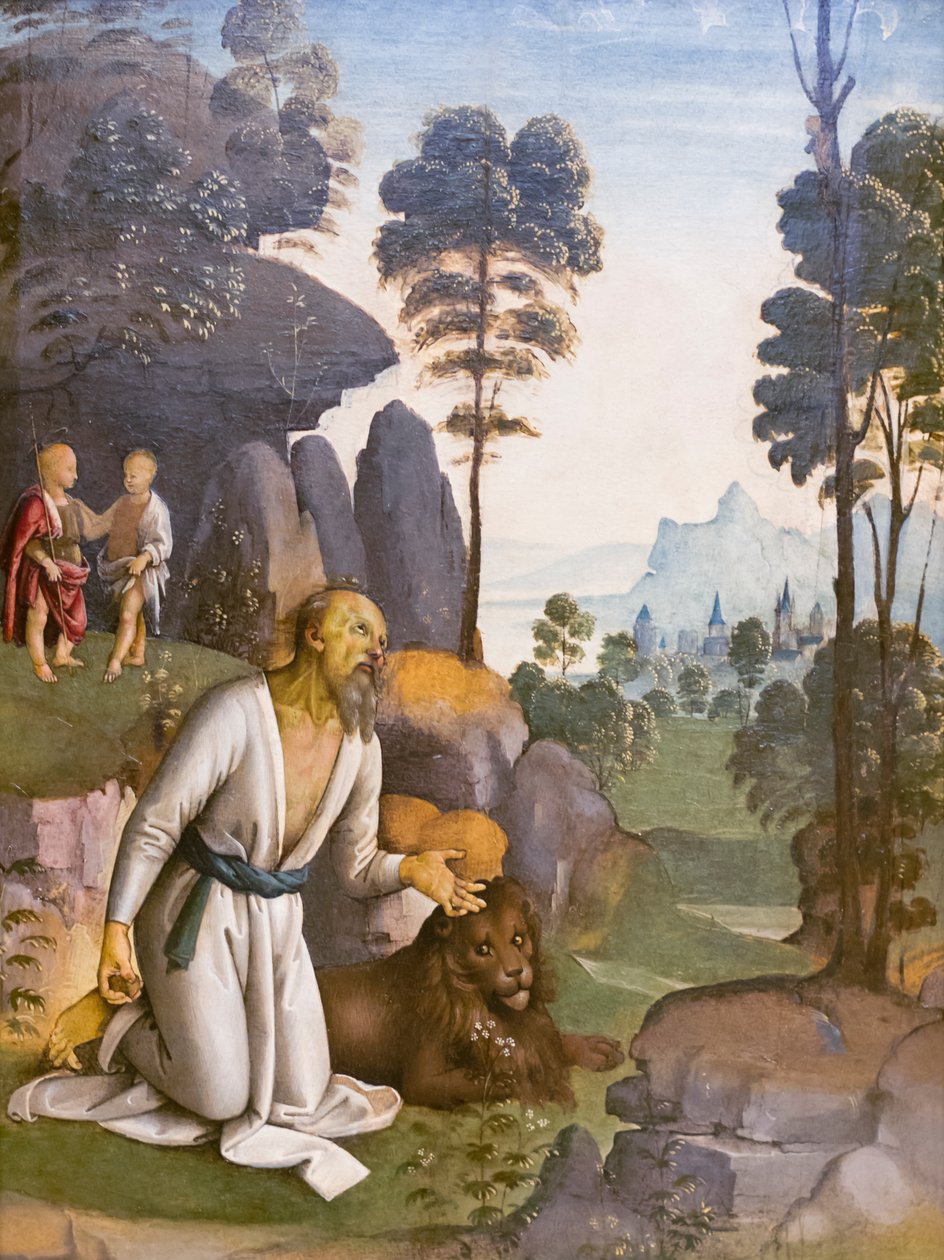 Sint Hiëronymus in boetedoening door Pietro Perugino