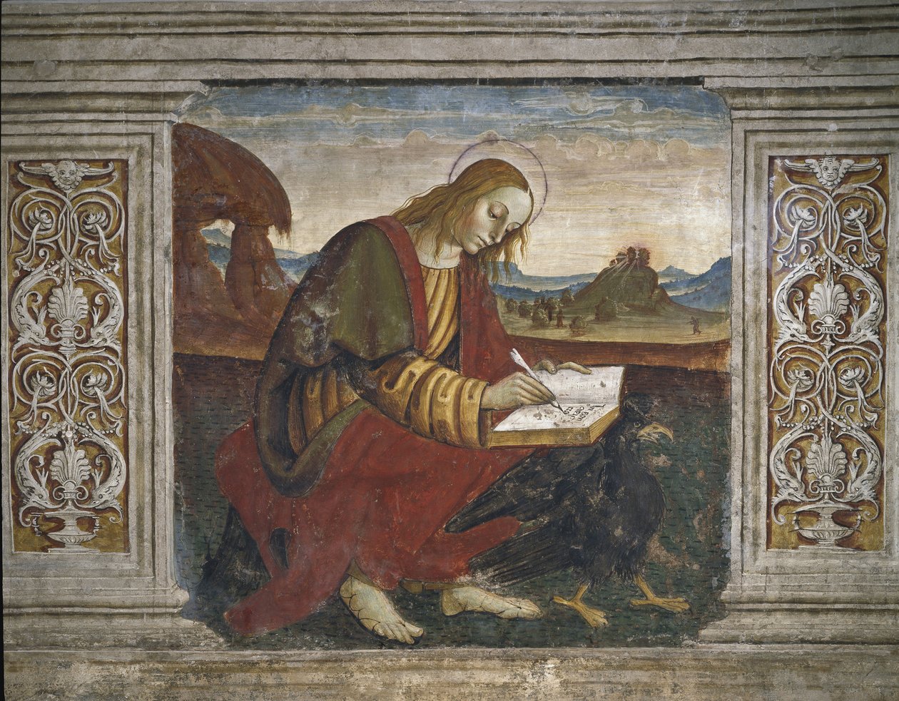 Sint Johannes Evangelist (fresco) door Pietro Perugino