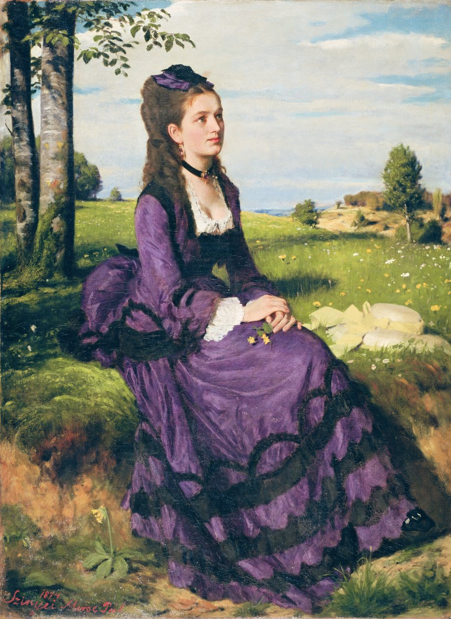 Vrouw in violet door Pál Szinyei Merse