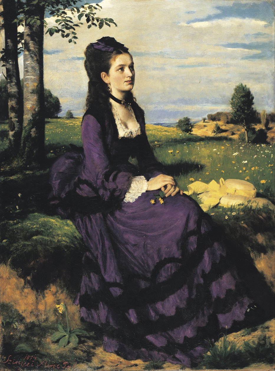 Dame in violet door Pál Szinyei Merse