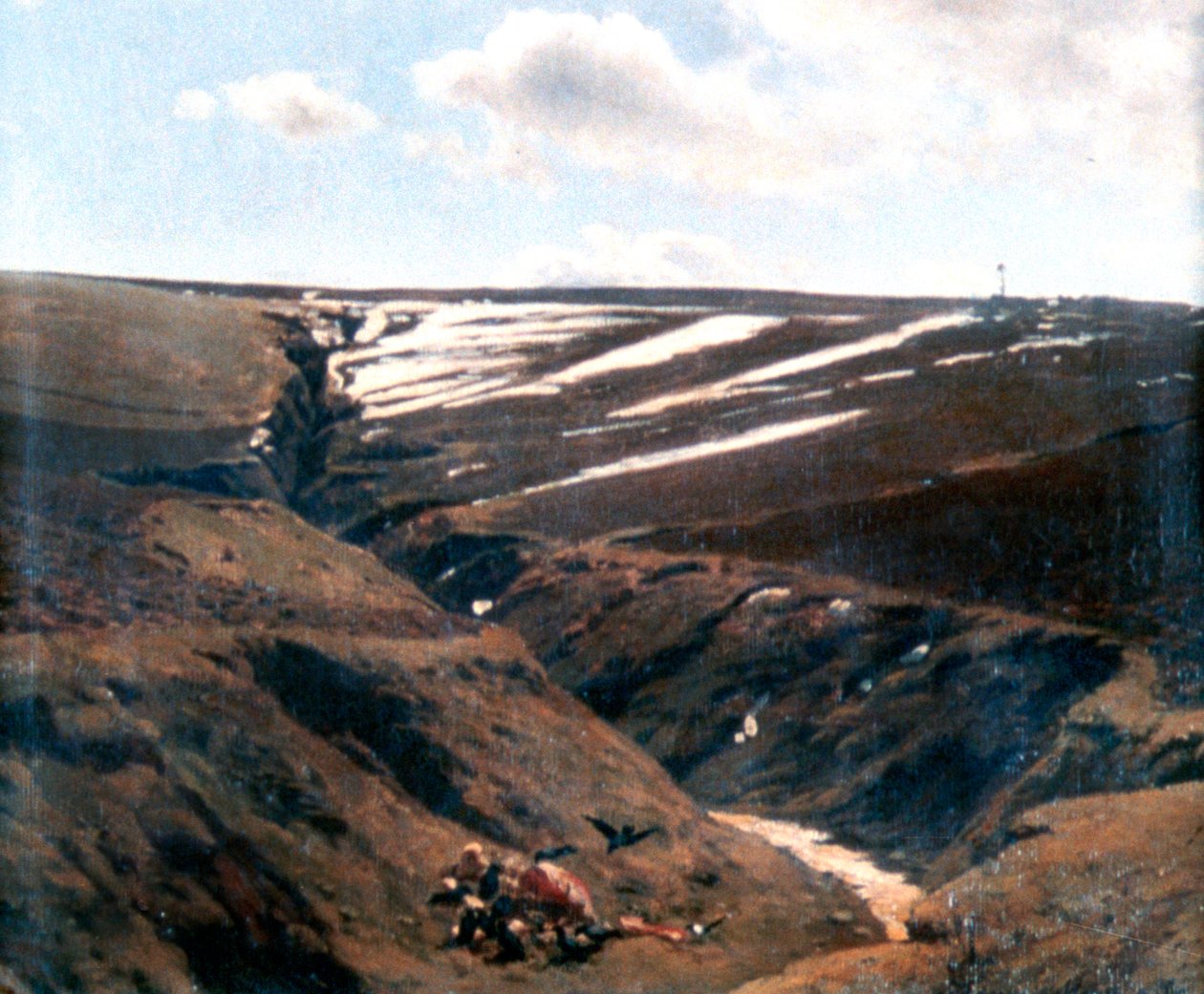 Sneeuw die smelt, 1884-1895 door Pál Szinyei Merse