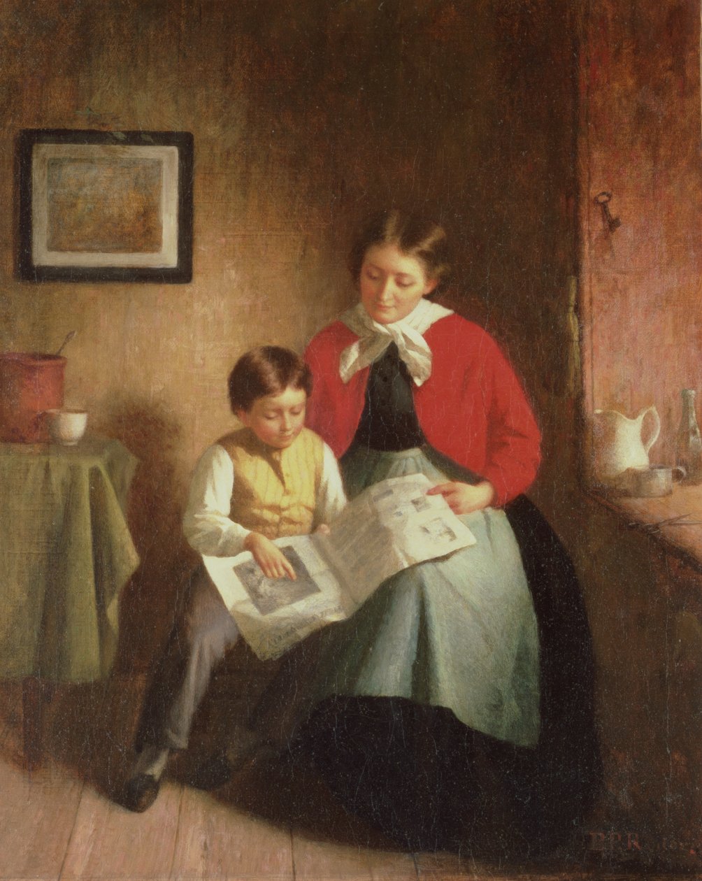 Moeder en Jongen met Prentenboek, 1868 door Platt Powell Ryder