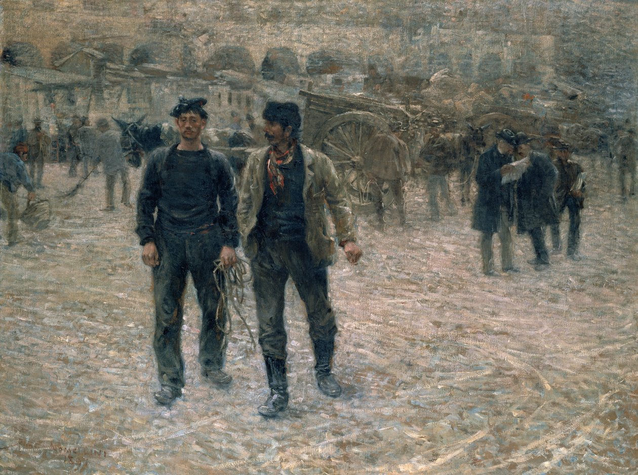 Piazza Caricamento, Genua, 1891 door Plinio Nomellini