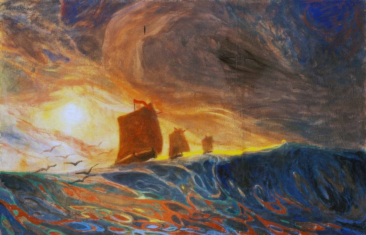 Marina en Meeuwen door Plinio Nomellini