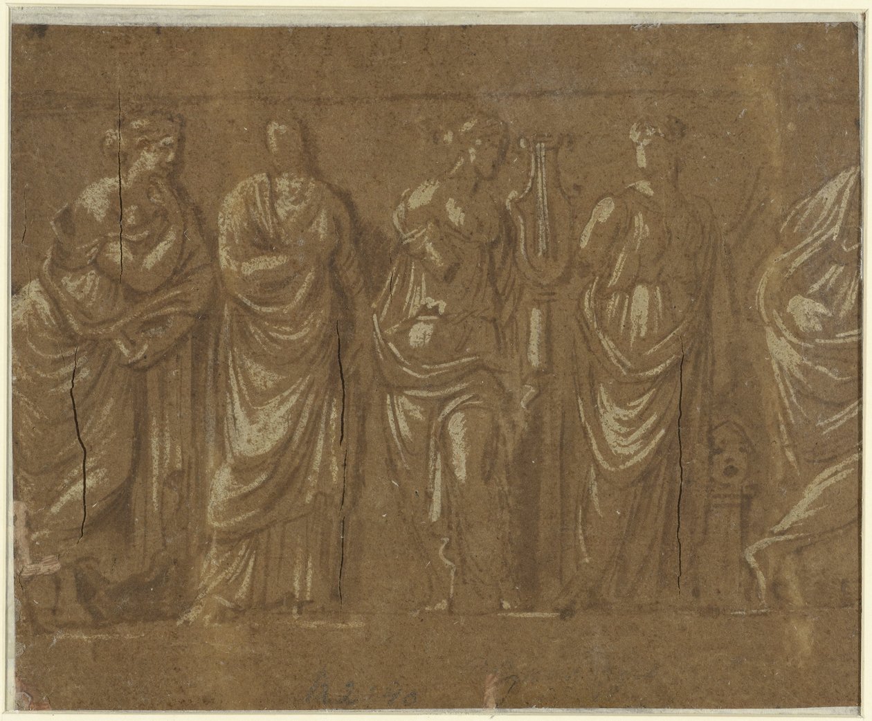 Rij muzen door Polidoro da Caravaggio (possibly)