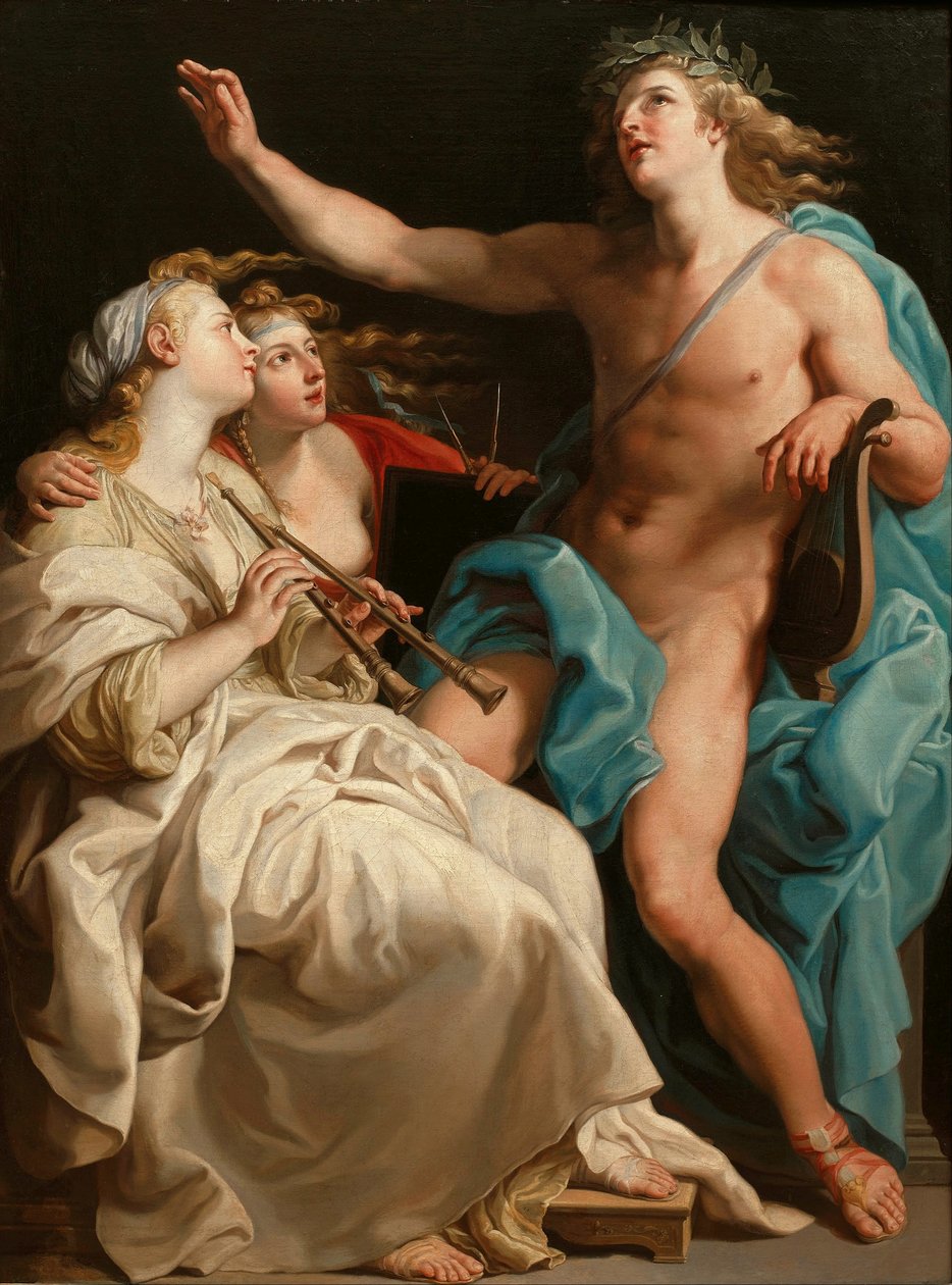 Apollo en twee Muzen door Pompeo Batoni
