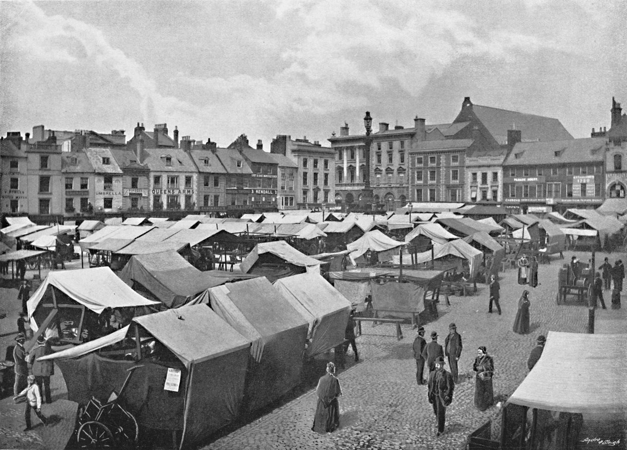Marktplaats, Northampton, ca. 1896 door Poulton and Co