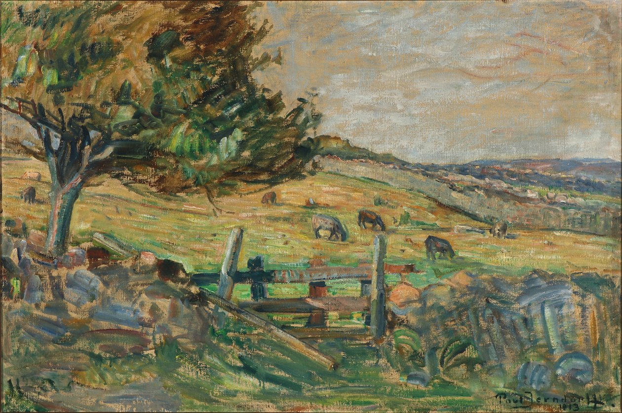 Landschap met grazende schapen door Povl Jerndorff