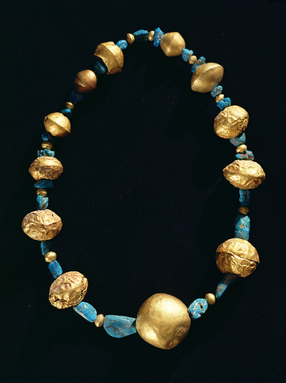 Halsketting (turkoois en goud) door Pre Columbian