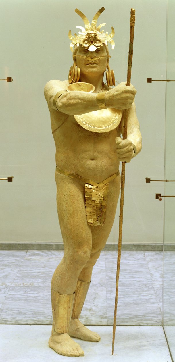 Krijger met gouden ornamenten door Pre Columbian