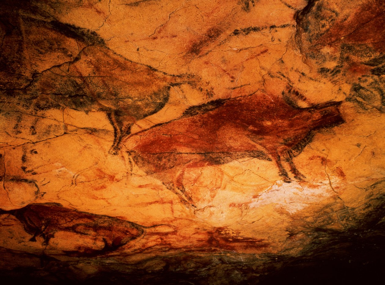 Bizon uit de grotten van Altamira, ca. 15000 v.Chr. (grotschildering) door Prehistoric