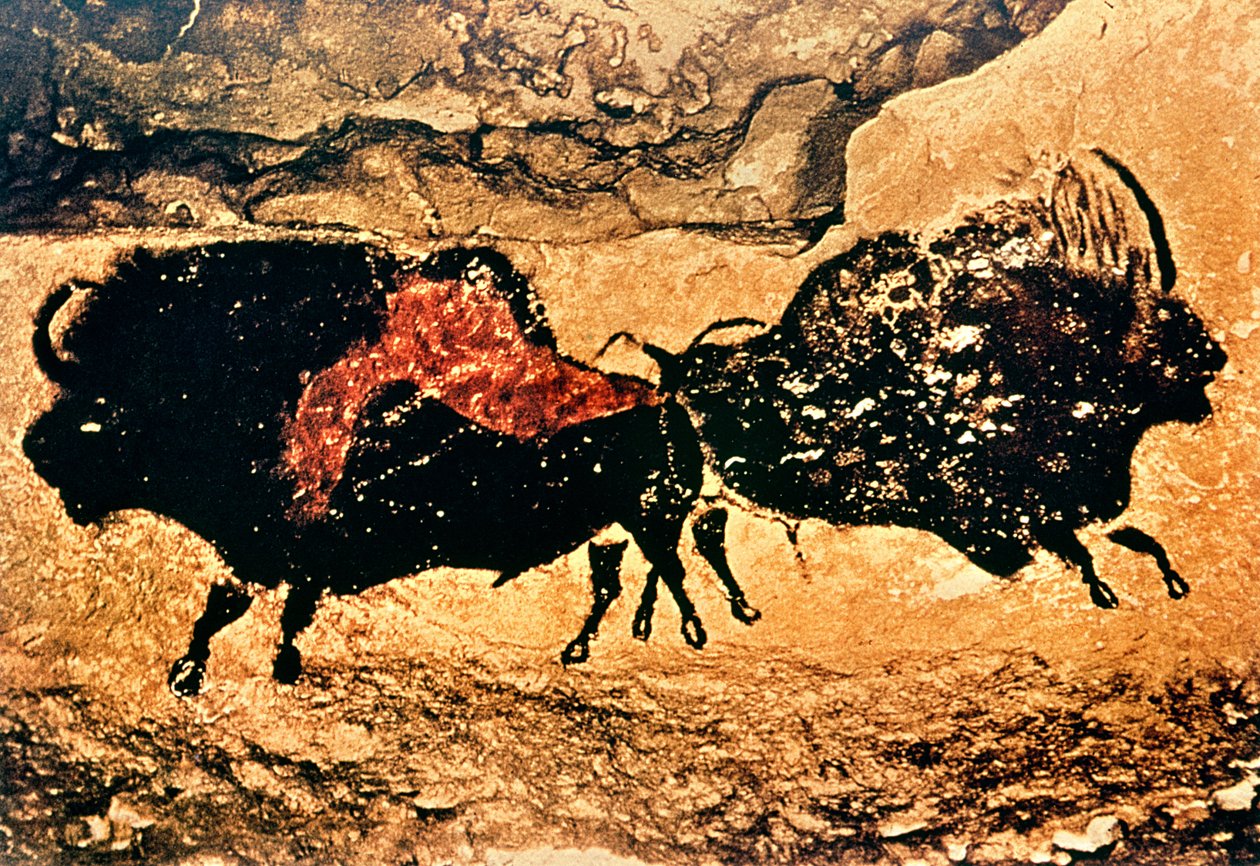 Rotsschildering van bizons, c.17000 v.Chr. door Prehistoric