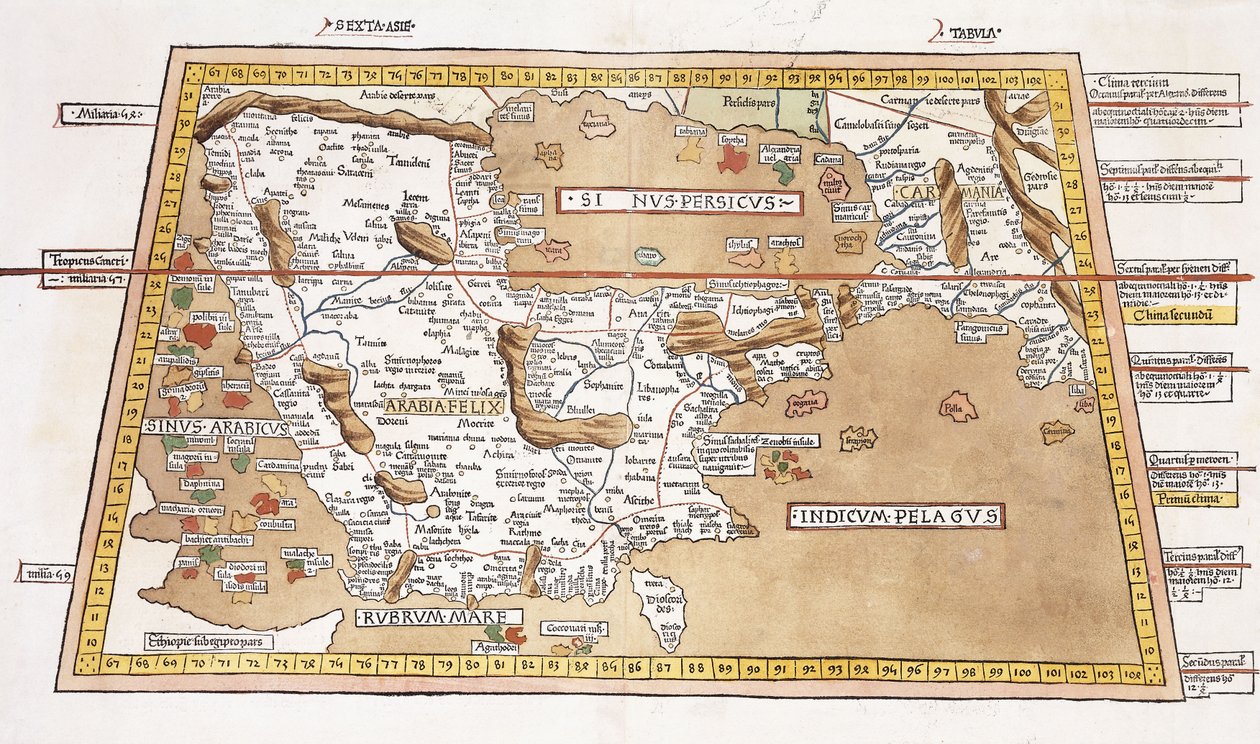 Sexta Asie Tabula, 1541 door Ptolemy