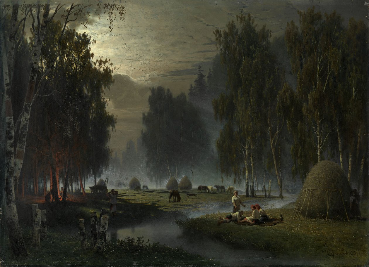 Hooimakers. Avondrust door Pyotr Alexandrovich Sukhodolsky