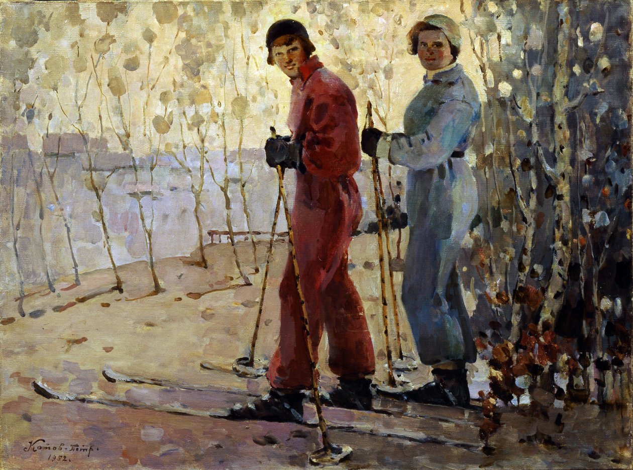 De skiërs door Pyotr Ivanovich Kotov