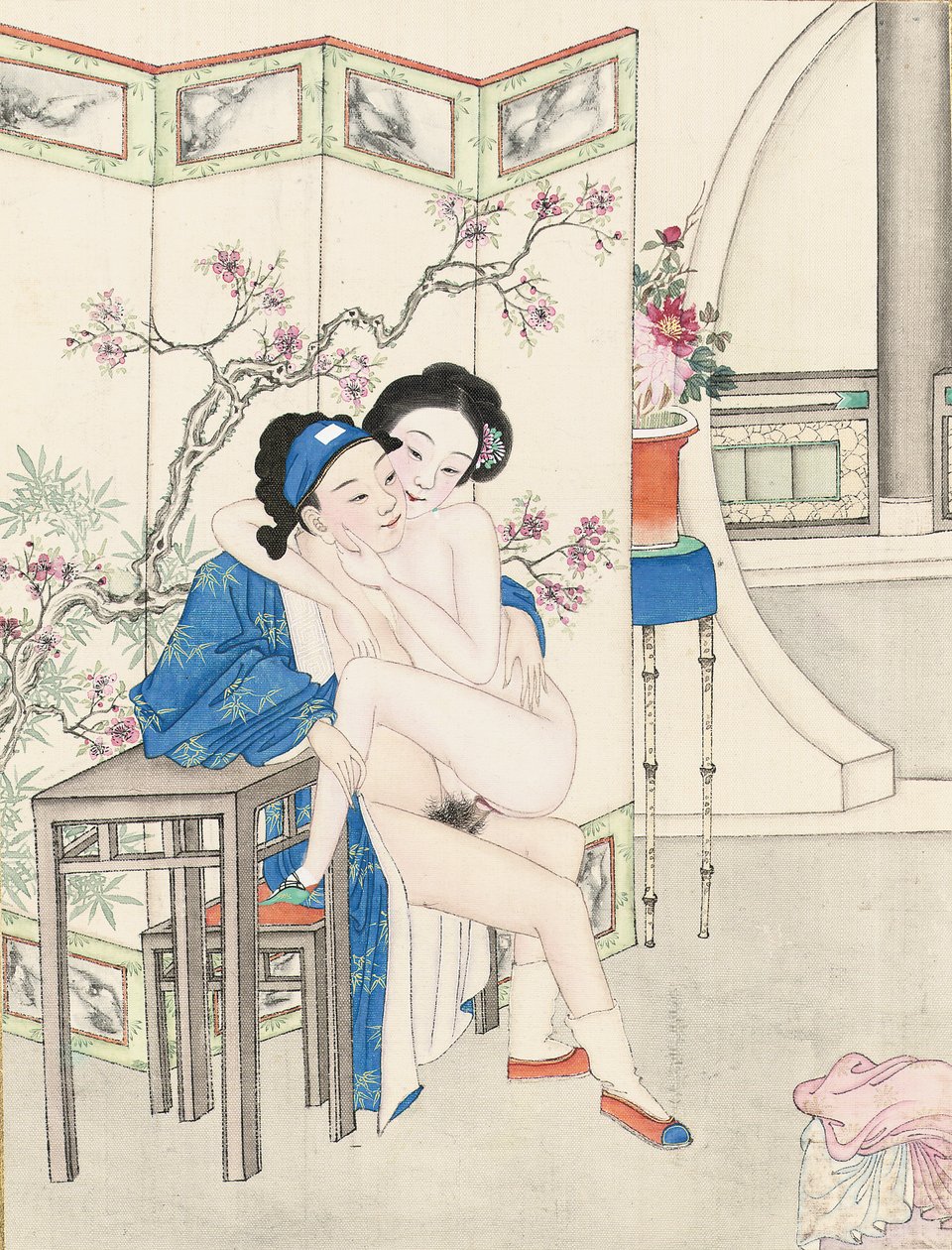 Erotische schilderij, late Qing-dynastie door Qing Dynasty Chinese School