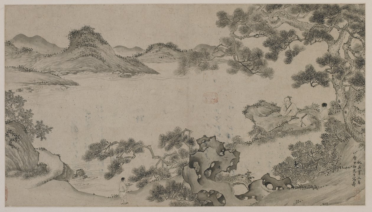 Rivierlandschap door Qing Dynasty Chinese School