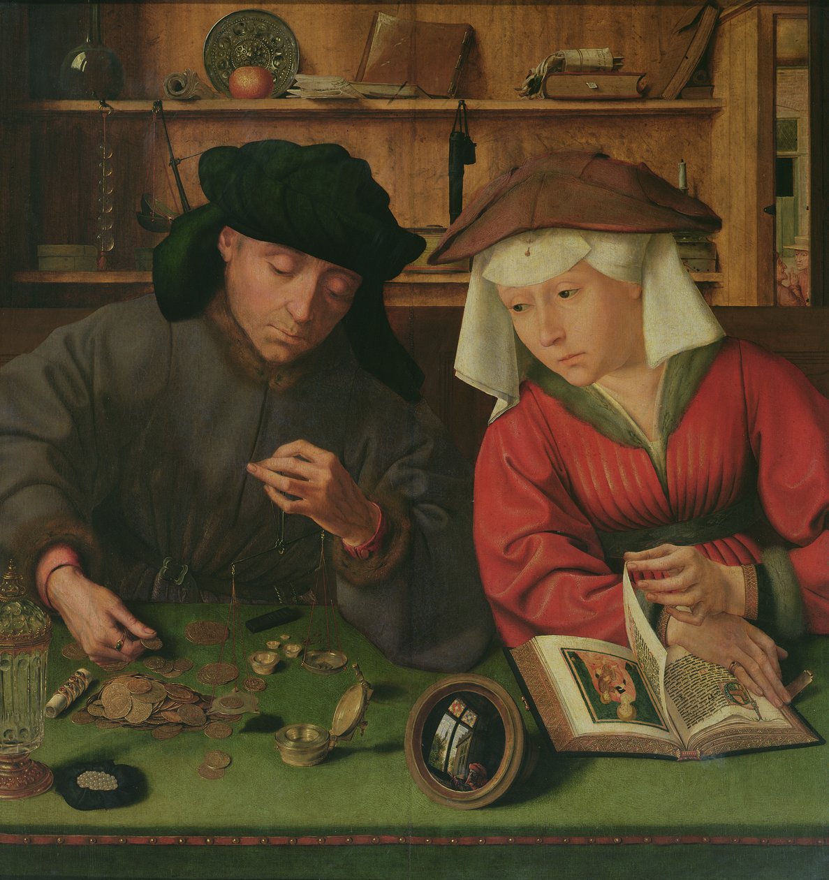 De Geldschieter en zijn Vrouw, 1514 door Quentin Massys or Metsys