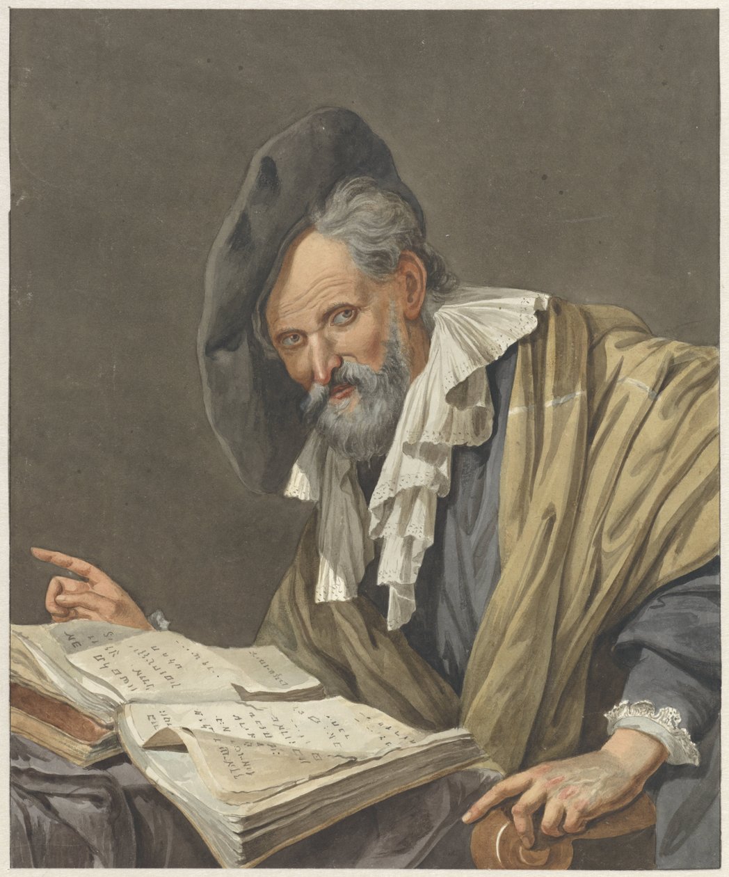 Man met baret en een boek door R.M. Pruysenaar
