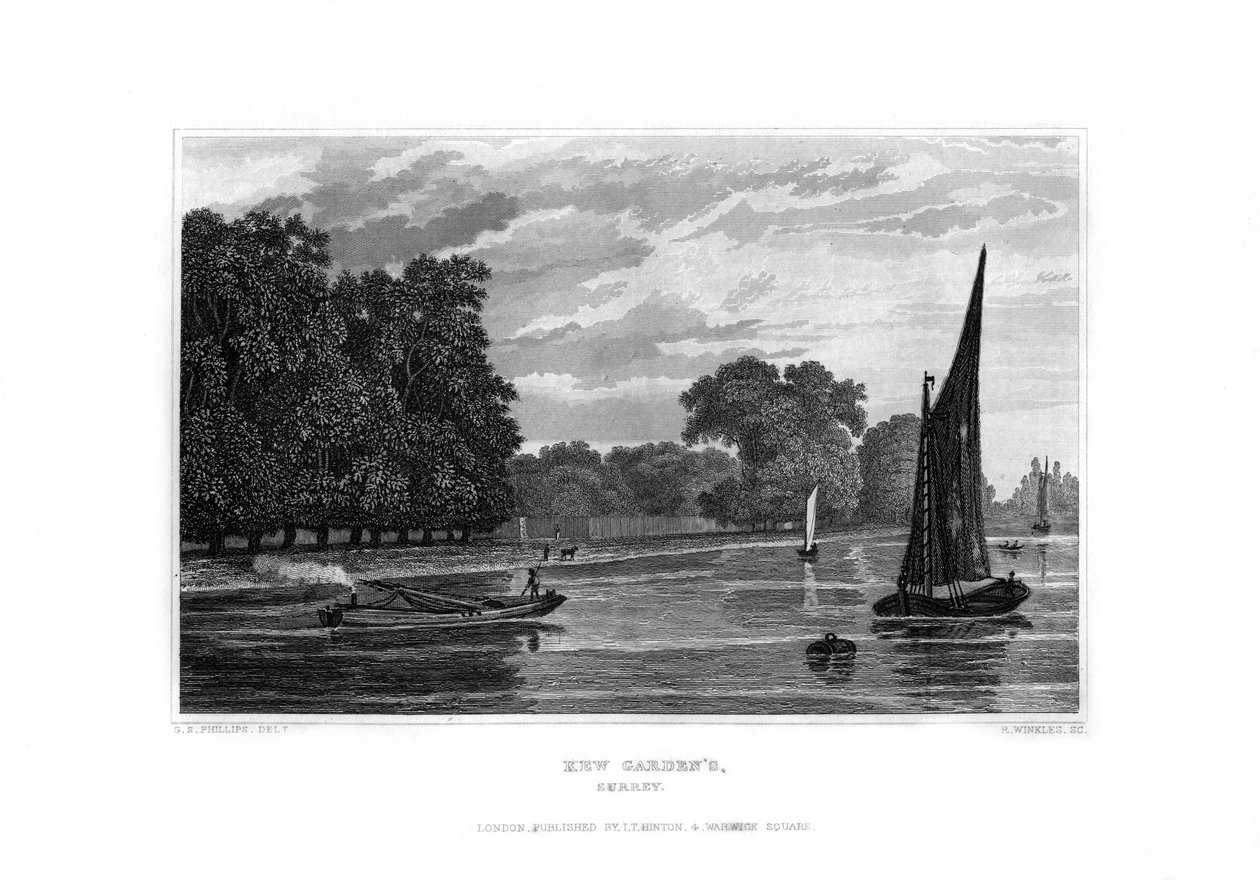 Kew Gardens, Londen, 1829 door R. Winkles